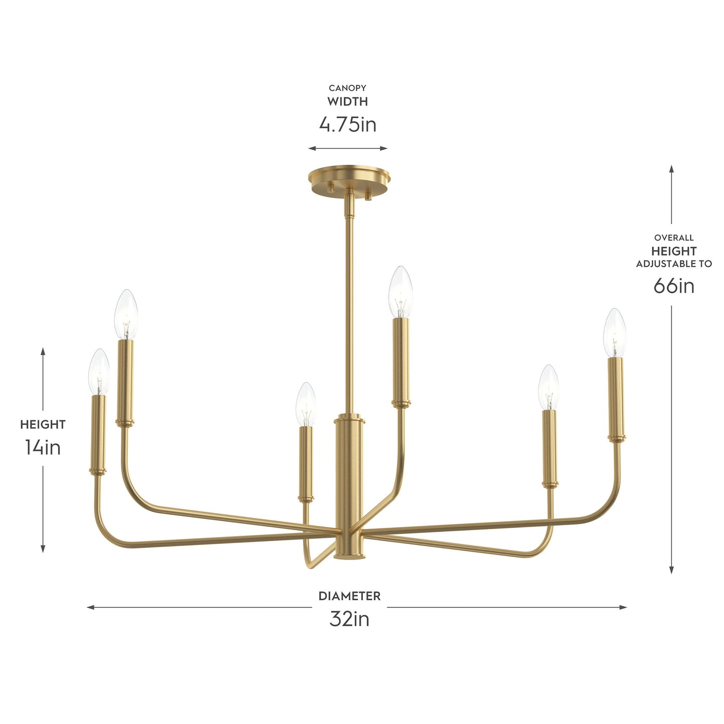Progress Lighting P400448-191 Reines Chandelier dimensions: 32in diameter, 14in height, adjustable to 66in