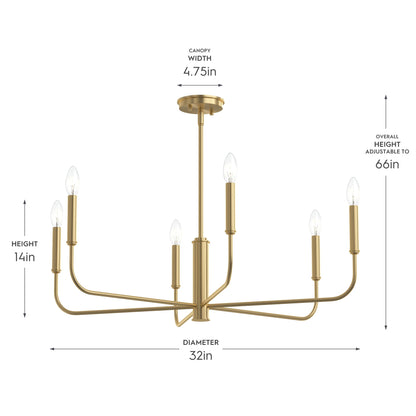 Progress Lighting P400448-191 Reines Chandelier dimensions: 32in diameter, 14in height, adjustable to 66in