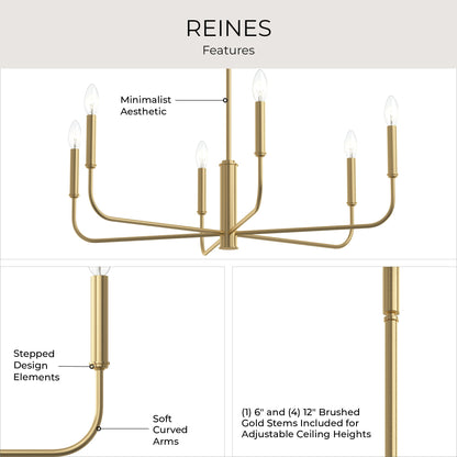 Progress Lighting P400448-191 Reines Chandelier features: minimalist aesthetic, stepped design, soft curved arms