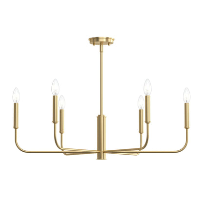 Progress Lighting P400448-191 Reines 6 Light Brushed Gold Chandelier additional view