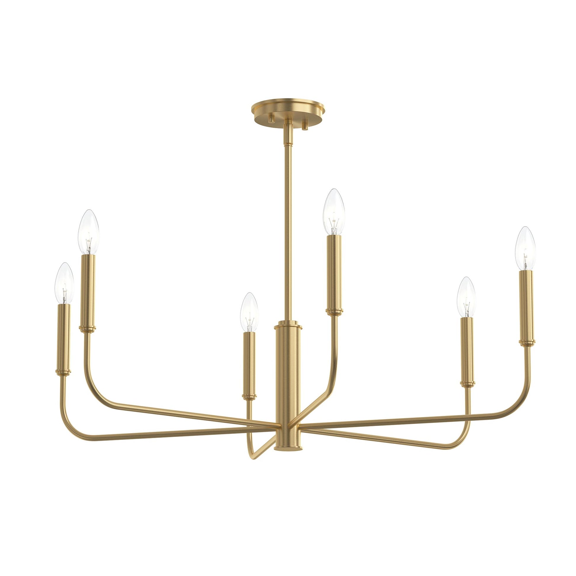 Progress Lighting P400448-191 Reines 6 Light 32 Inch Brushed Gold Chandelier Ceiling Light