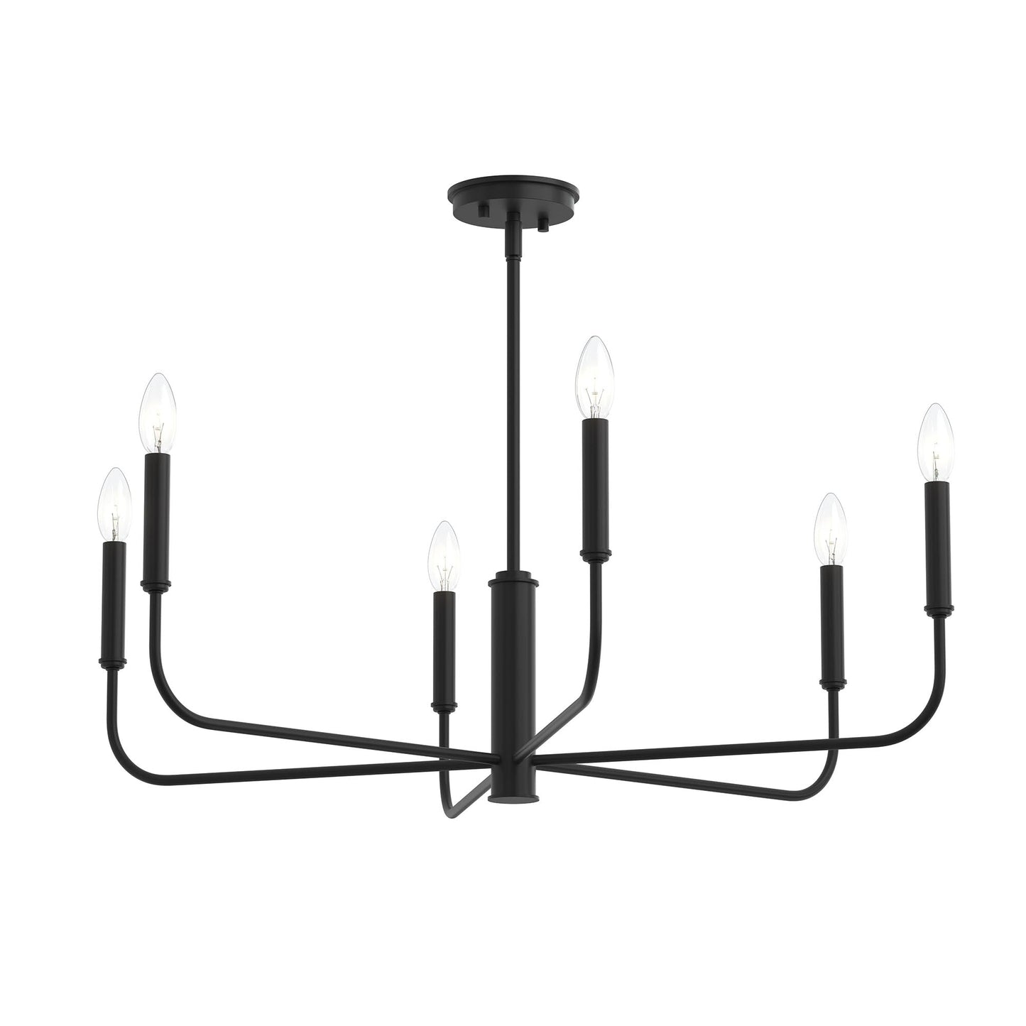Progress Lighting P400448-31M Reines 6 Light Matte Black Large Chandelier on white background