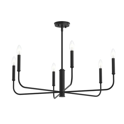 Progress Lighting P400448-31M Reines 6 Light Matte Black Large Chandelier on white background