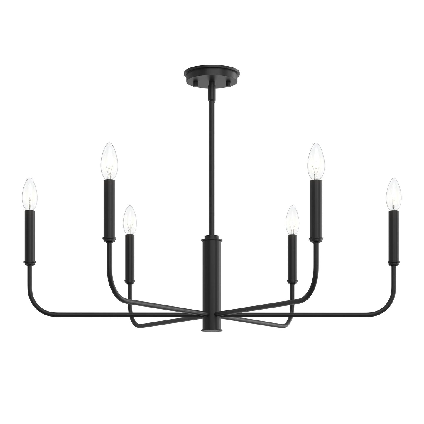 Progress Lighting P400448-31M Reines 6 Light 32 inch Matte Black Chandelier Ceiling Light