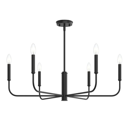 Progress Lighting P400448-31M Reines 6 Light 32 inch Matte Black Chandelier Ceiling Light