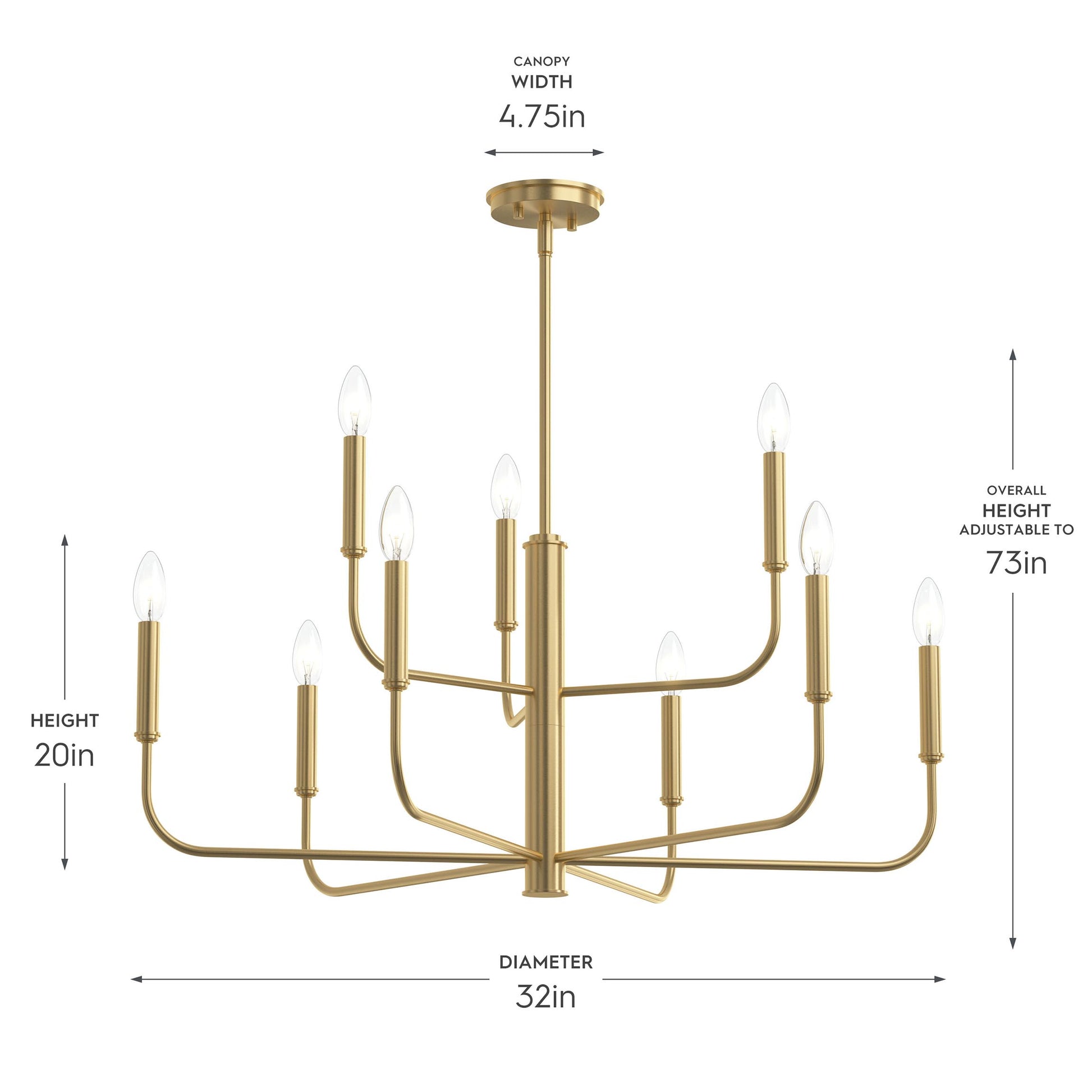 Progress Lighting P400449-191 Reines Chandelier Dimensions - 32 inch Diameter, 20 inch Height, Adjustable to 73 inch