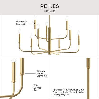 Progress Lighting P400449-191 Reines Chandelier Features - Minimalist Aesthetic, Stepped Design, Soft Curved Arms