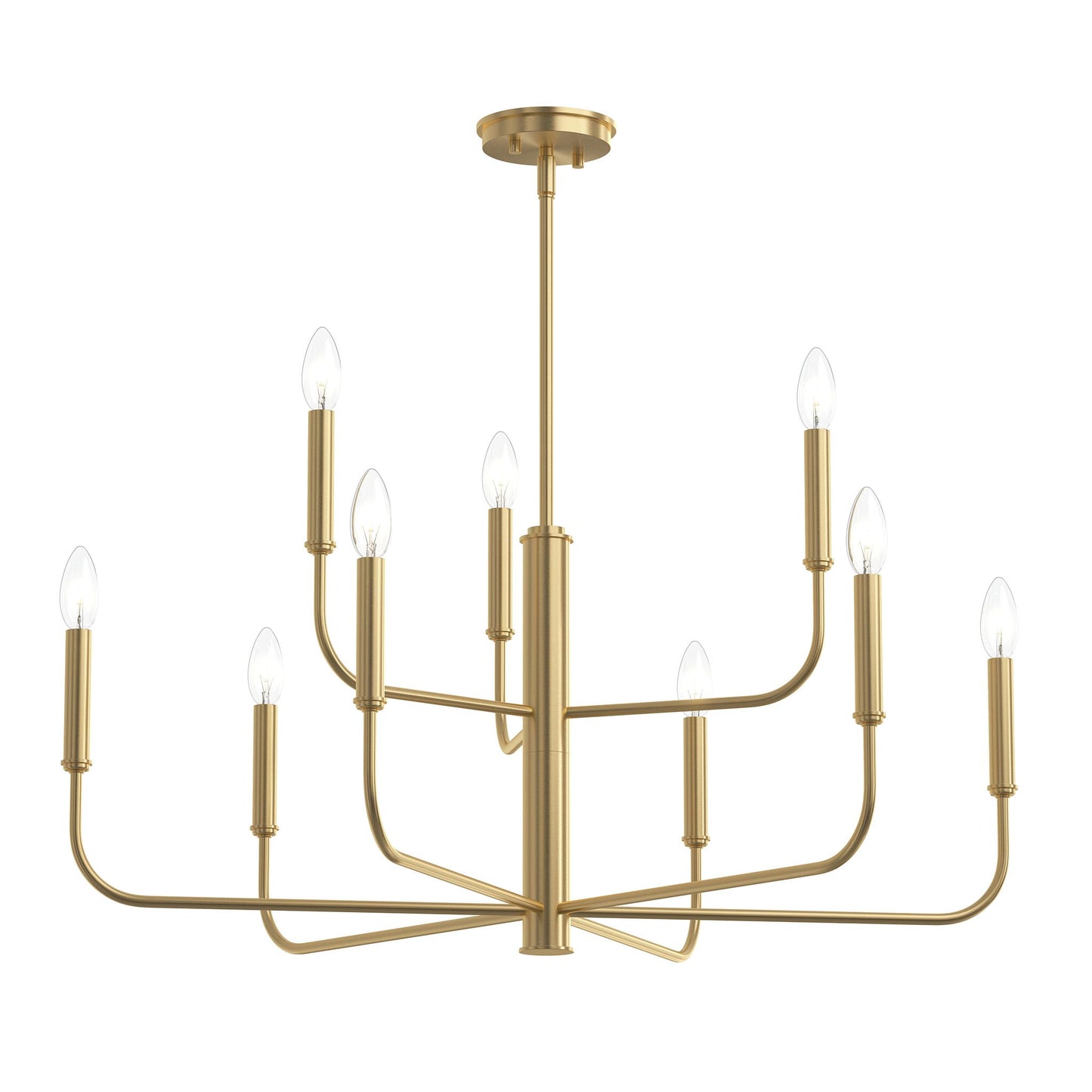 Progress Lighting P400449-191 Reines 9 Light Brushed Gold Two-Tier Chandelier - Main Product Image