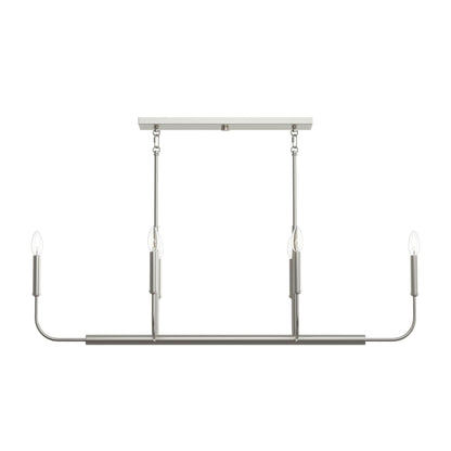 Progress Lighting P400450-009 Reines 6 Light 44 inch Brushed Nickel Linear Chandelier - Front View