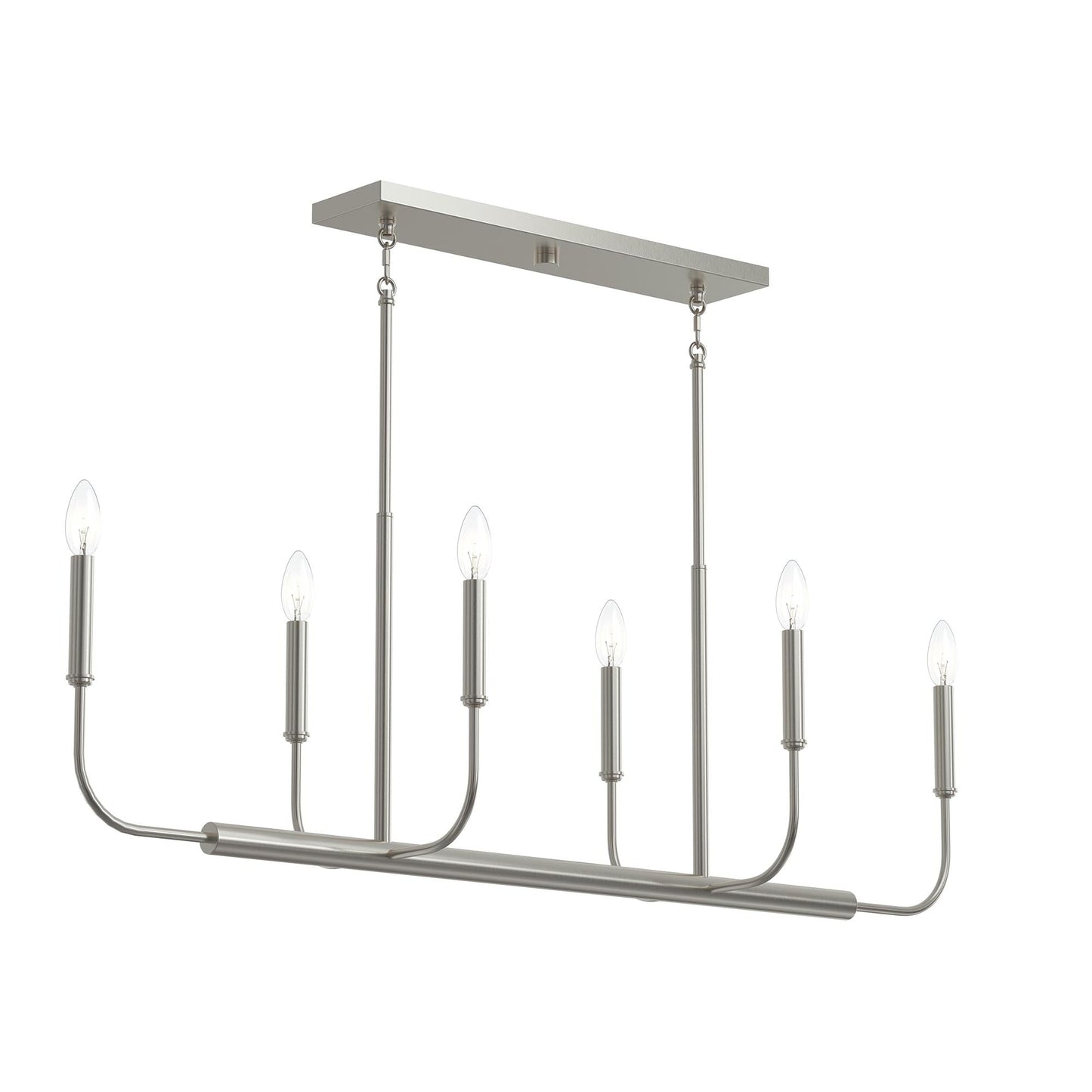 Progress Lighting P400450-009 Reines 6 Light 44 inch Brushed Nickel Linear Chandelier - Angled View