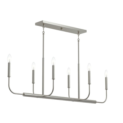 Progress Lighting P400450-009 Reines 6 Light 44 inch Brushed Nickel Linear Chandelier - Angled View
