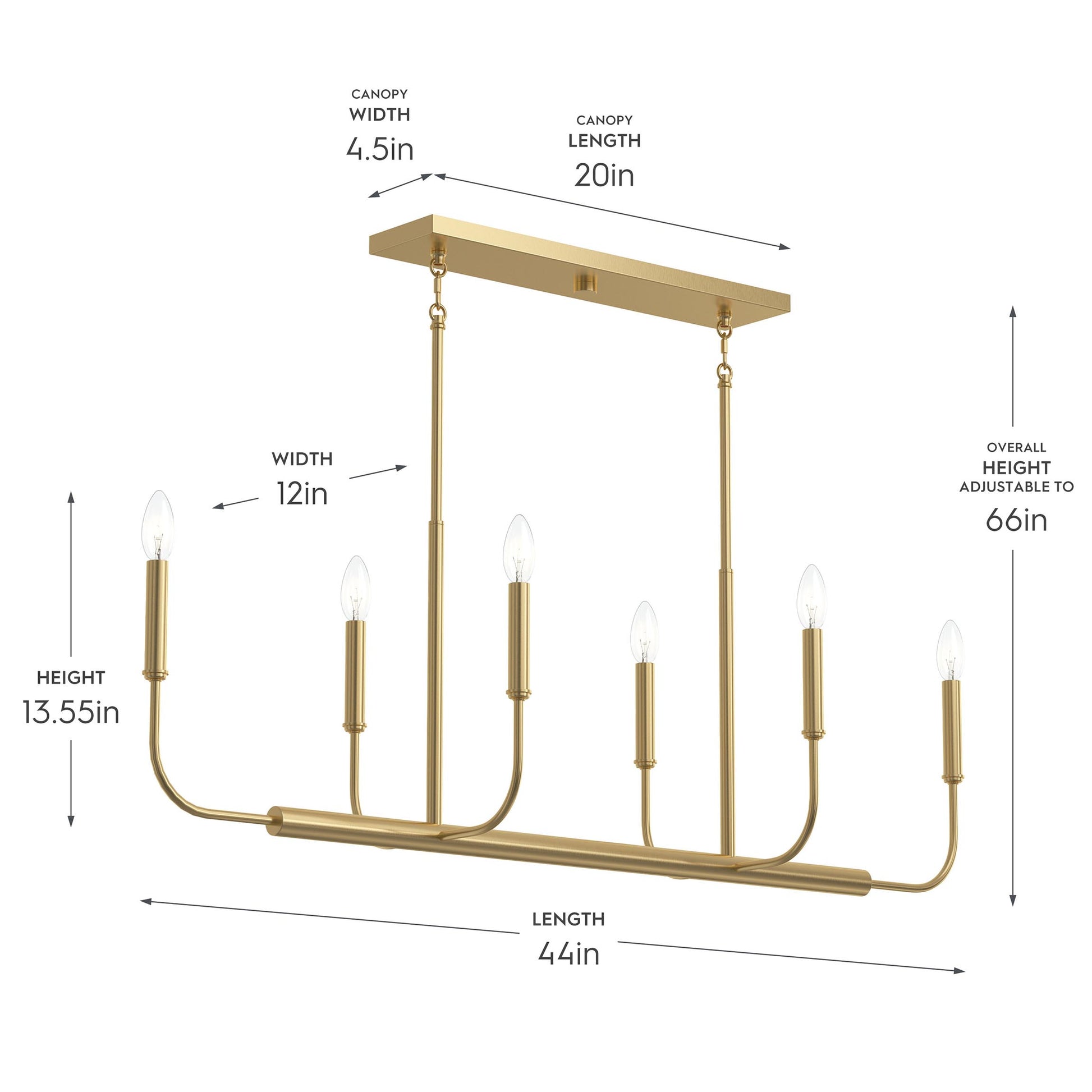 Progress Lighting P400450-191 Reines Linear Chandelier dimensions diagram