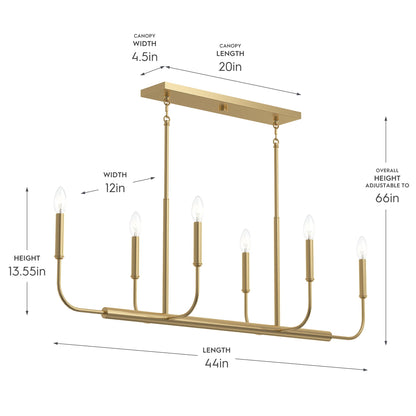 Progress Lighting P400450-191 Reines Linear Chandelier dimensions diagram