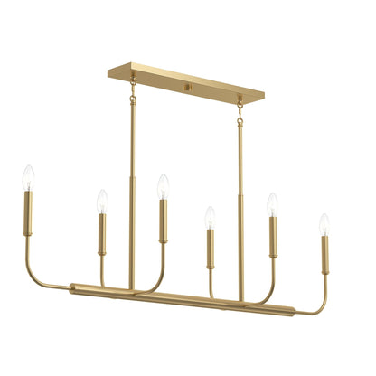 Progress Lighting P400450-191 Reines 6 Light 44 Inch Brushed Gold Linear Chandelier