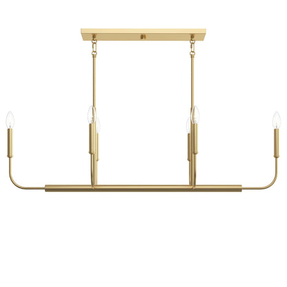 Progress Lighting P400450-191 Reines 6 Light 44 Inch Brushed Gold Linear Chandelier