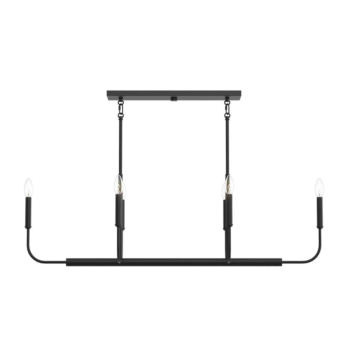 Progress Lighting P400450-31M Reines 6 Light Matte Black Linear Chandelier - Front View