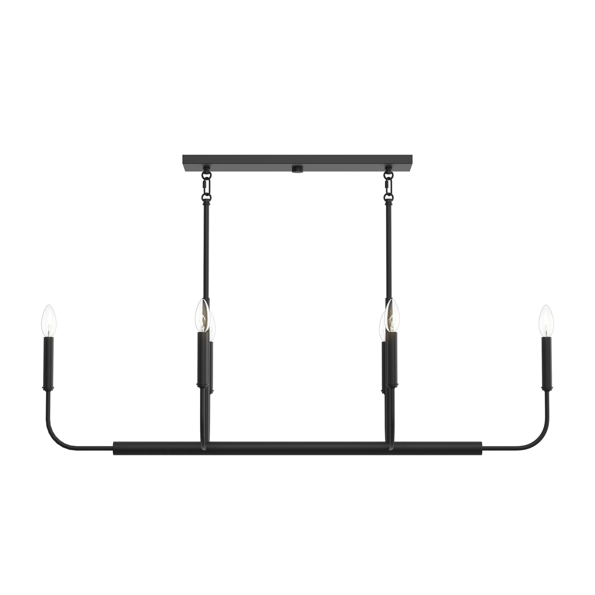 Progress Lighting P400450-31M Reines 6 Light Matte Black Linear Chandelier - Front View