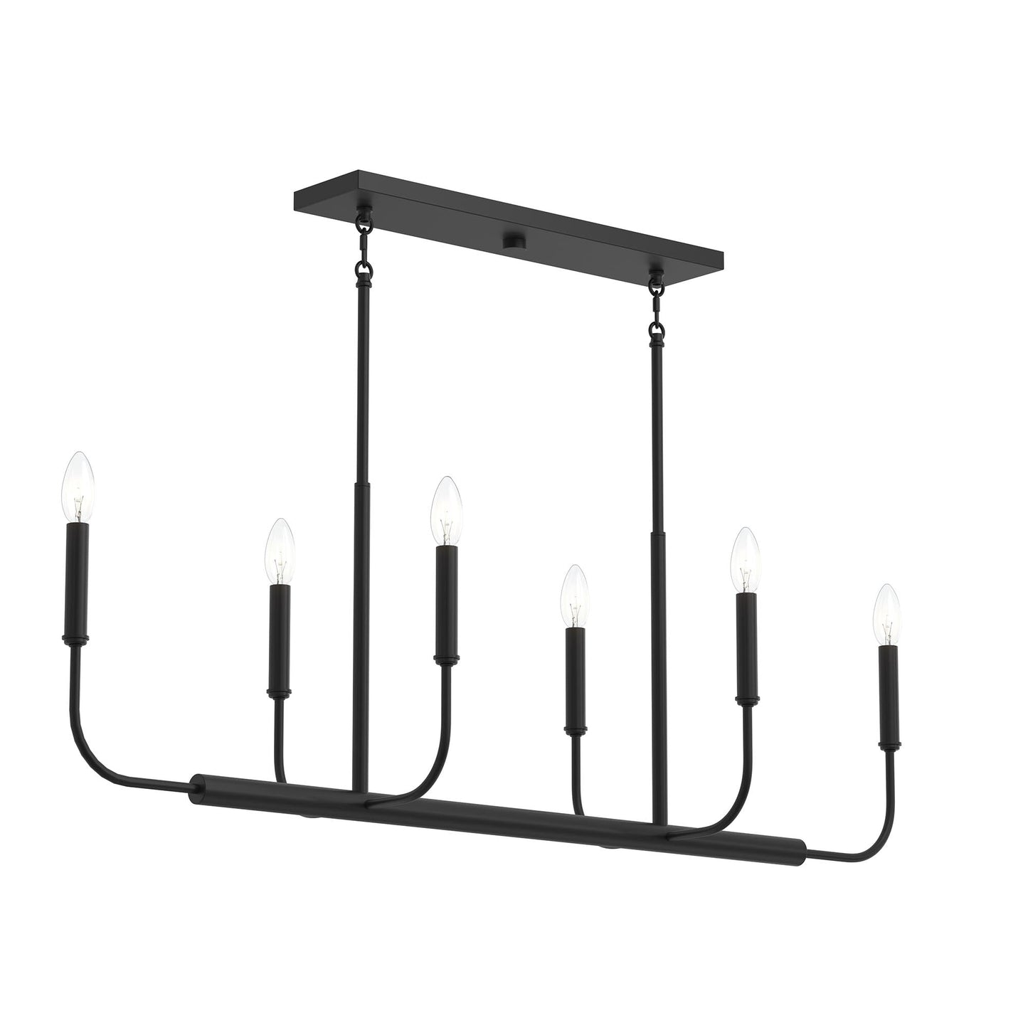 Progress Lighting P400450-31M Reines 6 Light Matte Black Linear Chandelier - Angle View