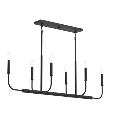 Progress Lighting P400450-31M Reines 6 Light Matte Black Linear Chandelier - Angle View