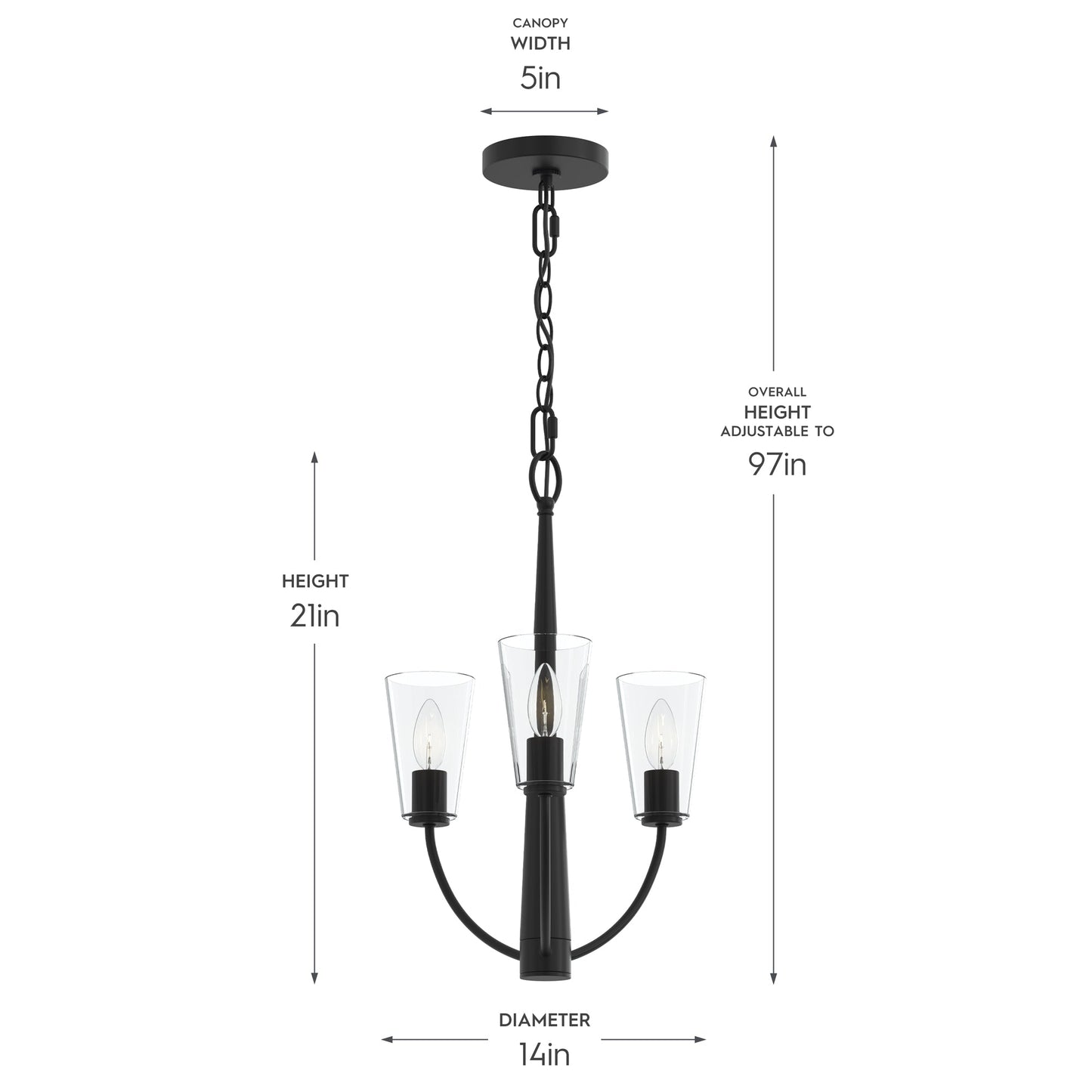 Progress Lighting P400452-31M Jheni Chandelier Dimensions - 14in Diameter, 21in Height, 5in Canopy