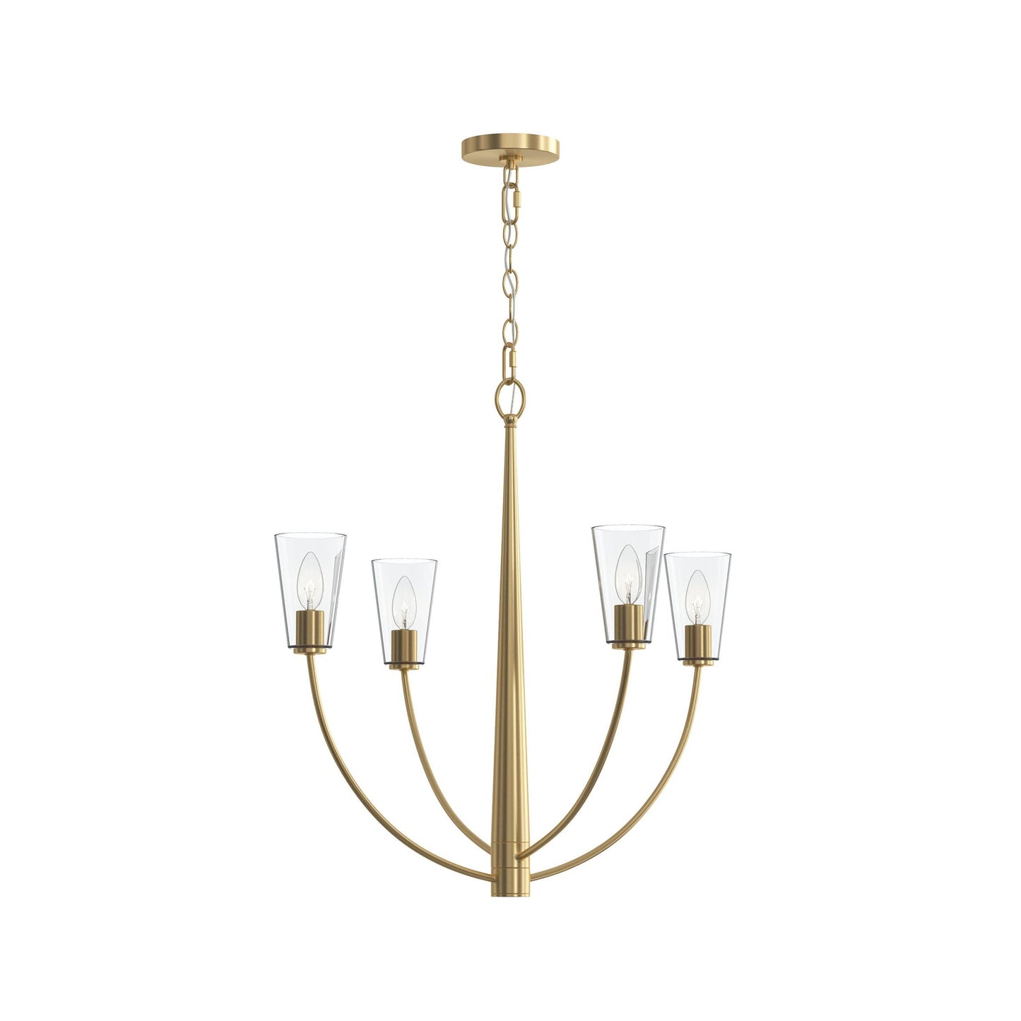 Progress Lighting P400453-191 Jheni 4 Light 26 Inch Brushed Gold Chandelier Ceiling Light