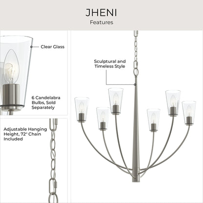 Progress Lighting P400454-009 Jheni Brushed Nickel Chandelier - View 6