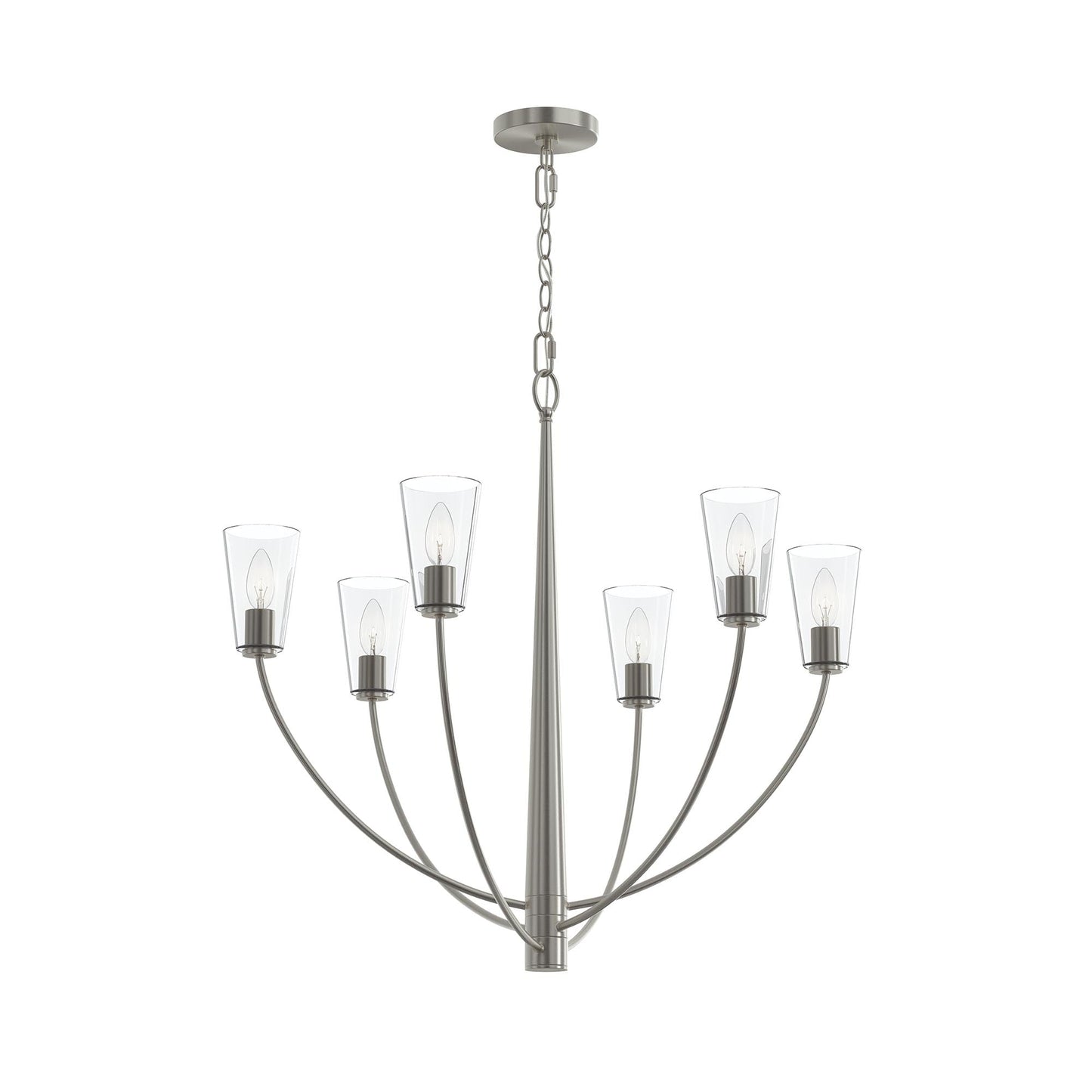 Progress Lighting P400454-009 Jheni 6 Light 30 inch Brushed Nickel Chandelier Ceiling Light - Main Product Image
