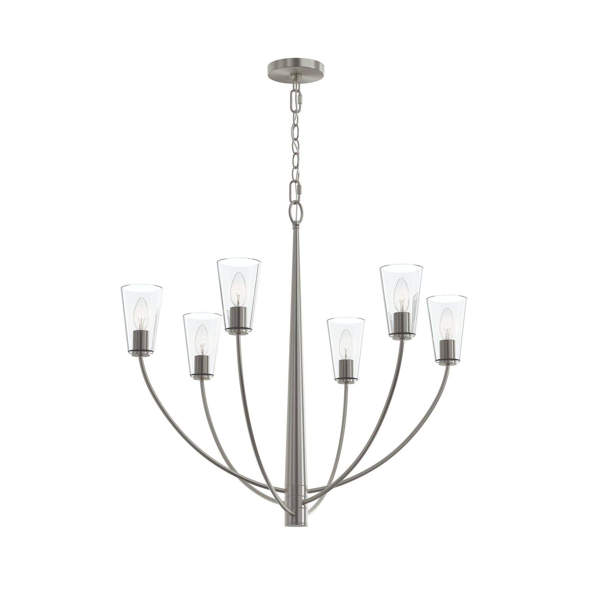 Progress Lighting P400454-009 Jheni 6 Light 30 inch Brushed Nickel Chandelier Ceiling Light - Main Product Image