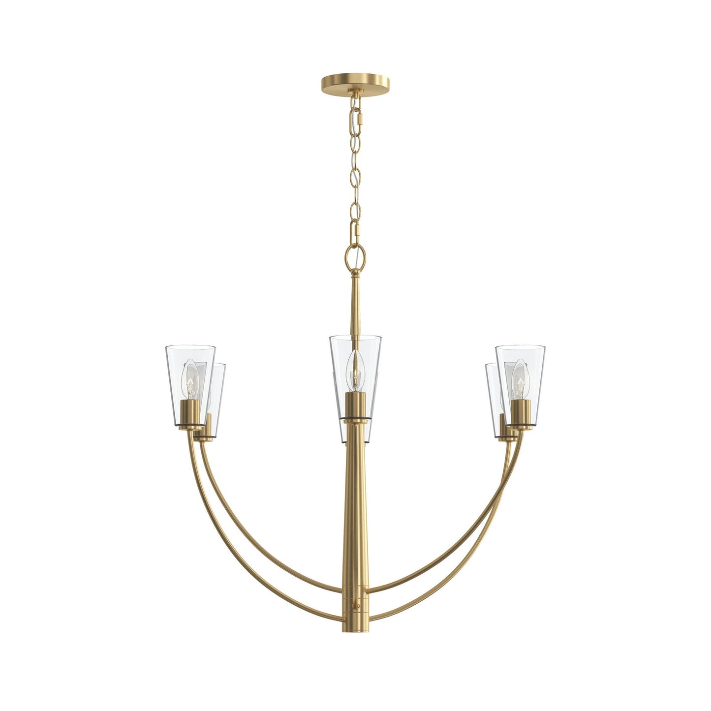 Progress Lighting P400454-191 Jheni 6 Light 30 Inch Brushed Gold Chandelier Ceiling Light