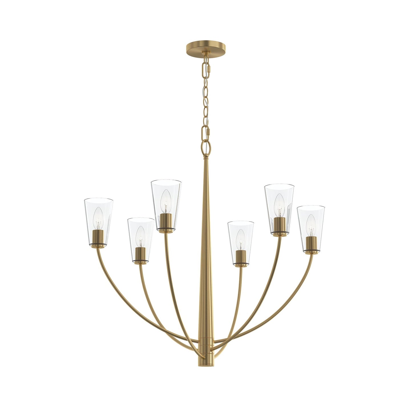 Progress Lighting P400454-191 Jheni 6 Light 30 Inch Brushed Gold Chandelier Ceiling Light - Product Image