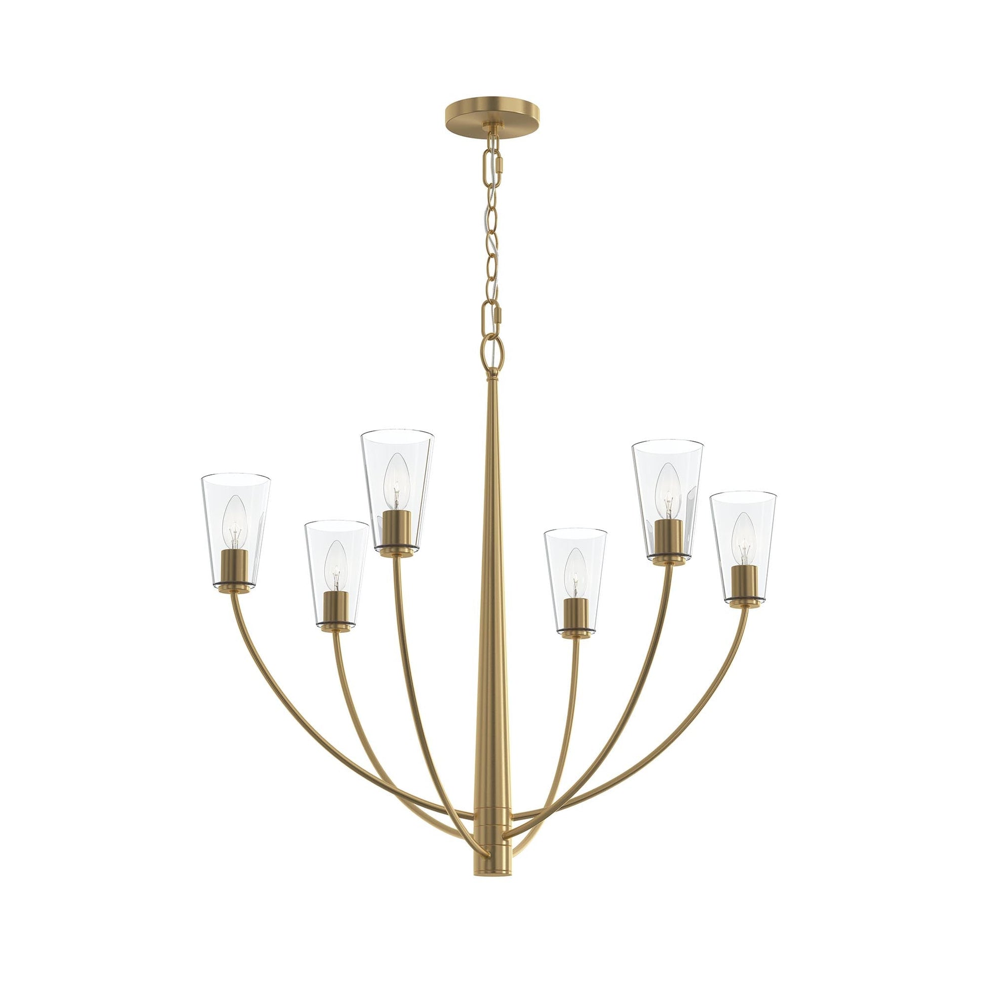 Progress Lighting P400454-191 Jheni 6 Light 30 Inch Brushed Gold Chandelier Ceiling Light - Product Image
