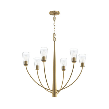 Progress Lighting P400454-191 Jheni 6 Light 30 Inch Brushed Gold Chandelier Ceiling Light - Product Image