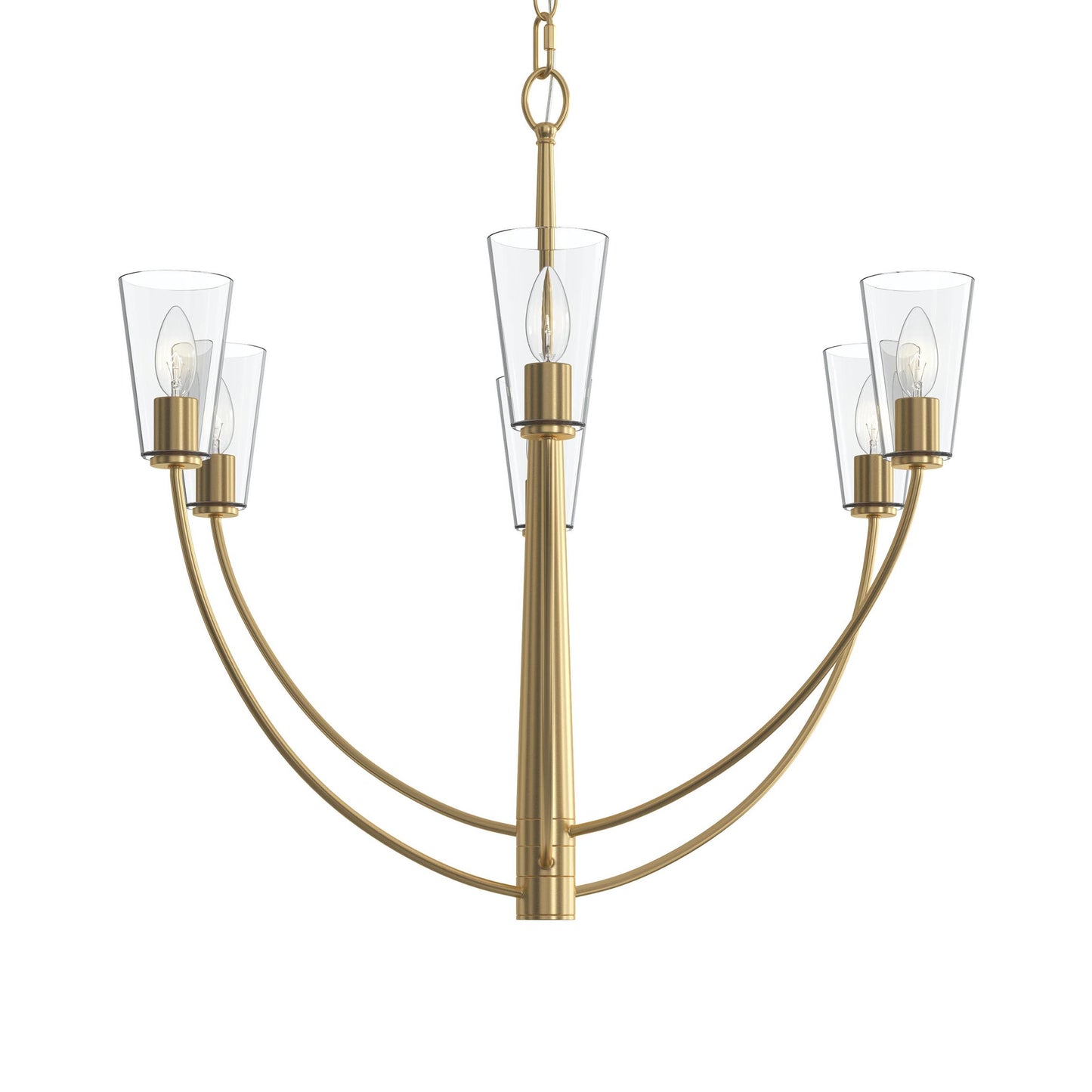 Progress Lighting P400454-191 Jheni 6 Light 30 Inch Brushed Gold Chandelier Ceiling Light