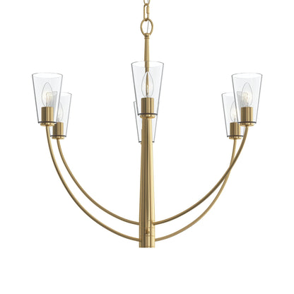 Progress Lighting P400454-191 Jheni 6 Light 30 Inch Brushed Gold Chandelier Ceiling Light