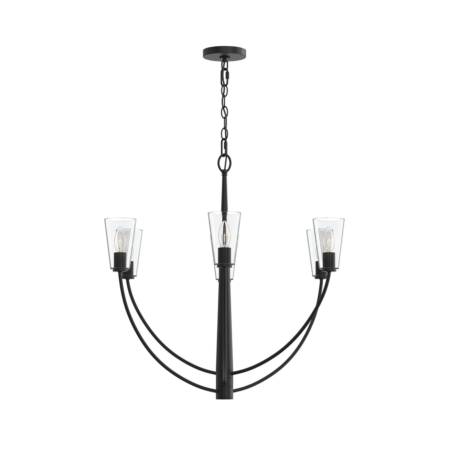 Progress Lighting P400454-31M Jheni 6 Light 30 inch Matte Black Chandelier Ceiling Light
