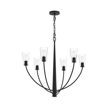 Progress Lighting P400454-31M Jheni 6 Light Matte Black Chandelier with Clear Glass Shades - Main Product Image