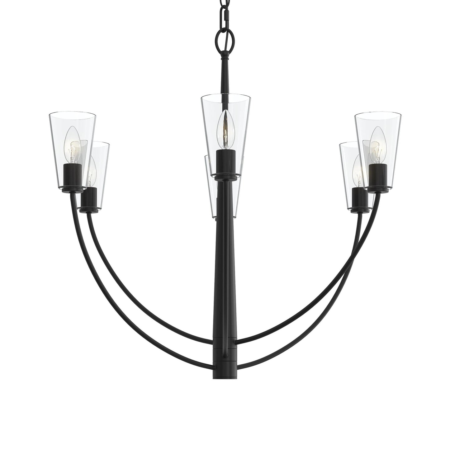 Progress Lighting P400454-31M Jheni 6 Light 30 inch Matte Black Chandelier Ceiling Light