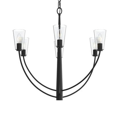 Progress Lighting P400454-31M Jheni 6 Light 30 inch Matte Black Chandelier Ceiling Light
