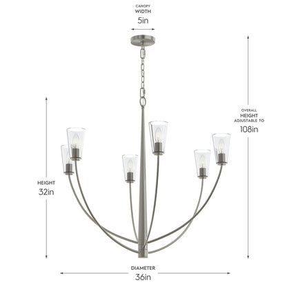 Progress Lighting P400455-009 Jheni Chandelier Dimensions - 36in Diameter, 32in Height, 108in Adjustable Overall Height