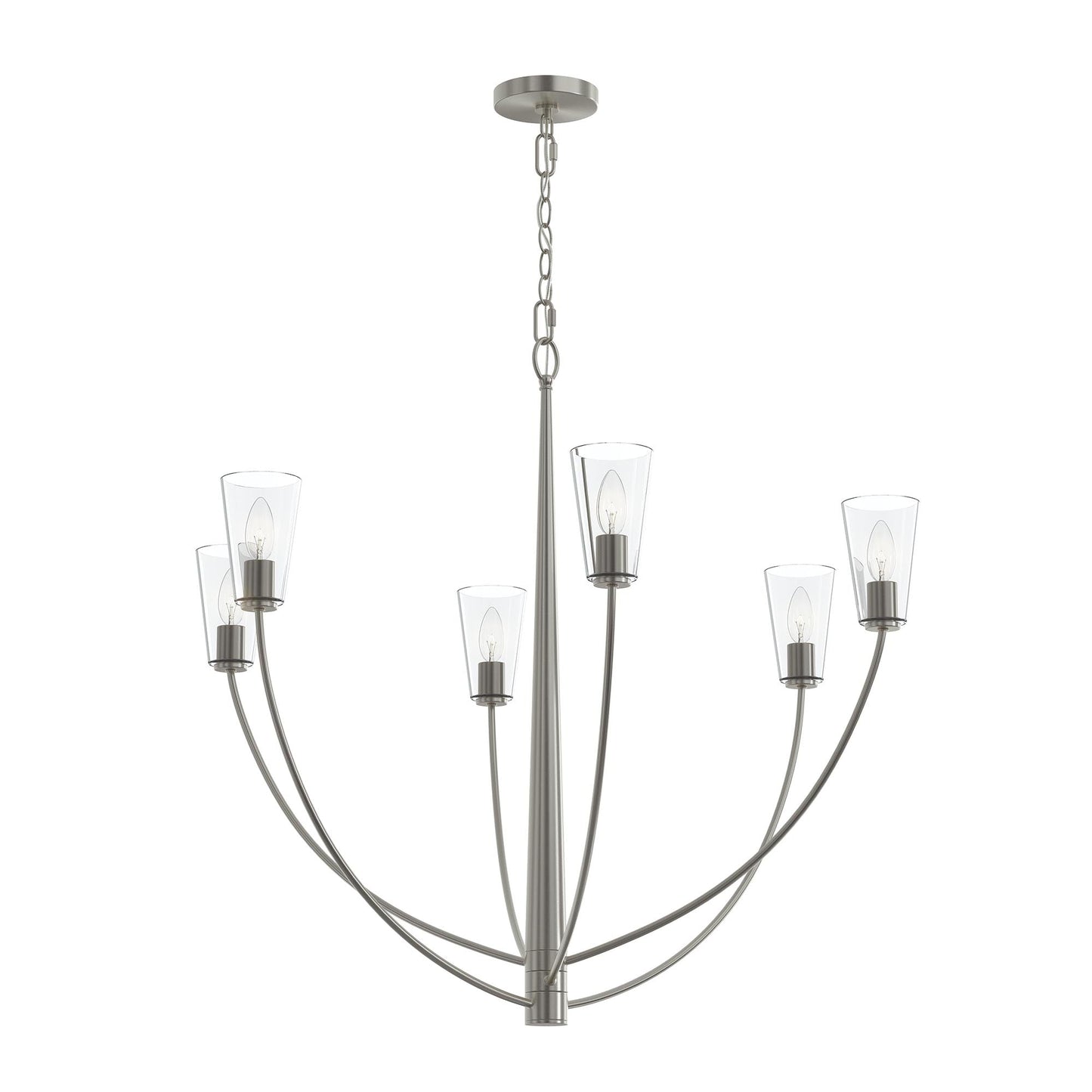 Progress Lighting P400455-009 Jheni 6 Light Brushed Nickel Chandelier with Clear Glass Shades - Main View