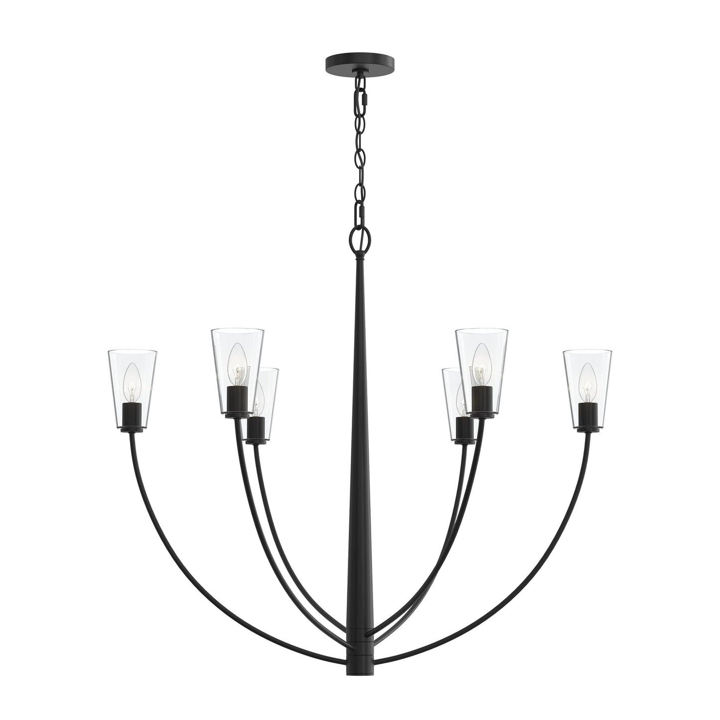 Progress Lighting P400455-31M Jheni 6 Light Matte Black Chandelier - Front View