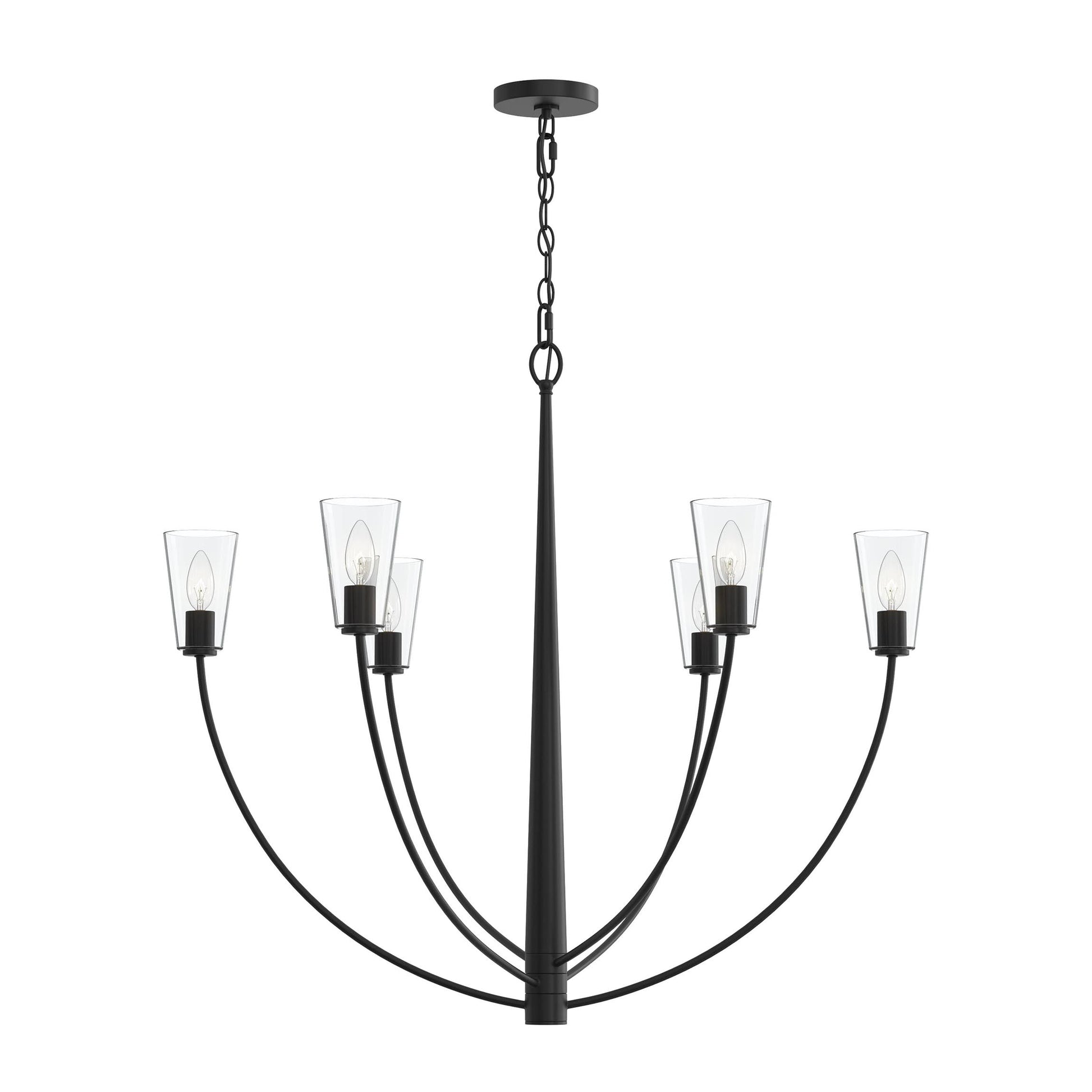 Progress Lighting P400455-31M Jheni 6 Light Matte Black Chandelier - Front View