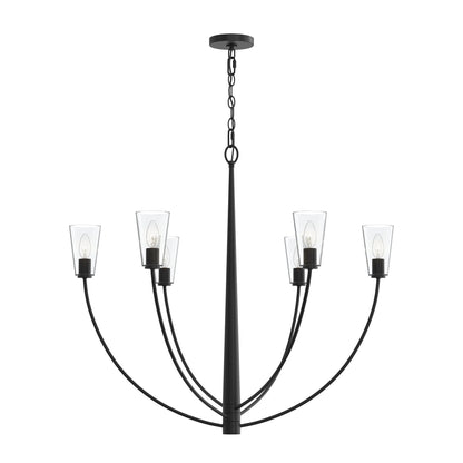 Progress Lighting P400455-31M Jheni 6 Light Matte Black Chandelier - Front View