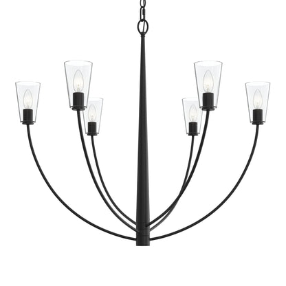 Progress Lighting P400455-31M Jheni 6 Light 36 inch Matte Black Chandelier Ceiling Light