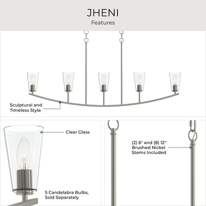 Progress Lighting P400456-009 Jheni Brushed Nickel Linear Chandelier - Image 6