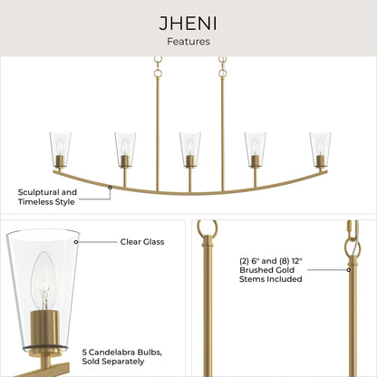 Progress Lighting P400456-191 Jheni Brushed Gold Linear Chandelier - View 6