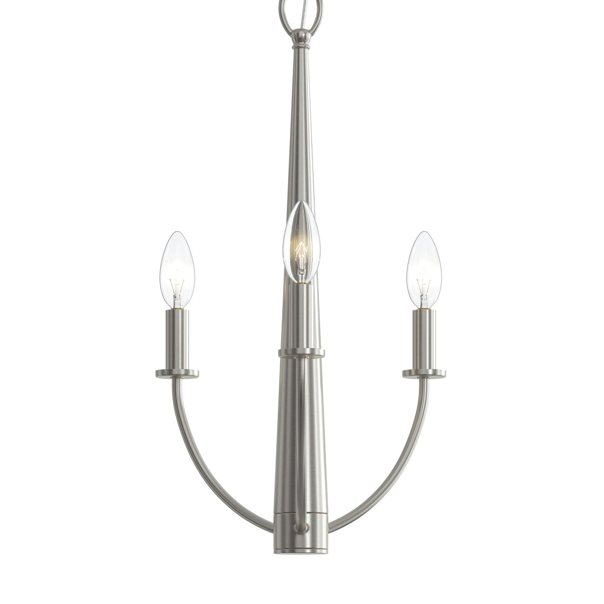 Progress Lighting P400457-009 Jheni 3-Light Brushed Nickel Chandelier close-up detail view without canopy