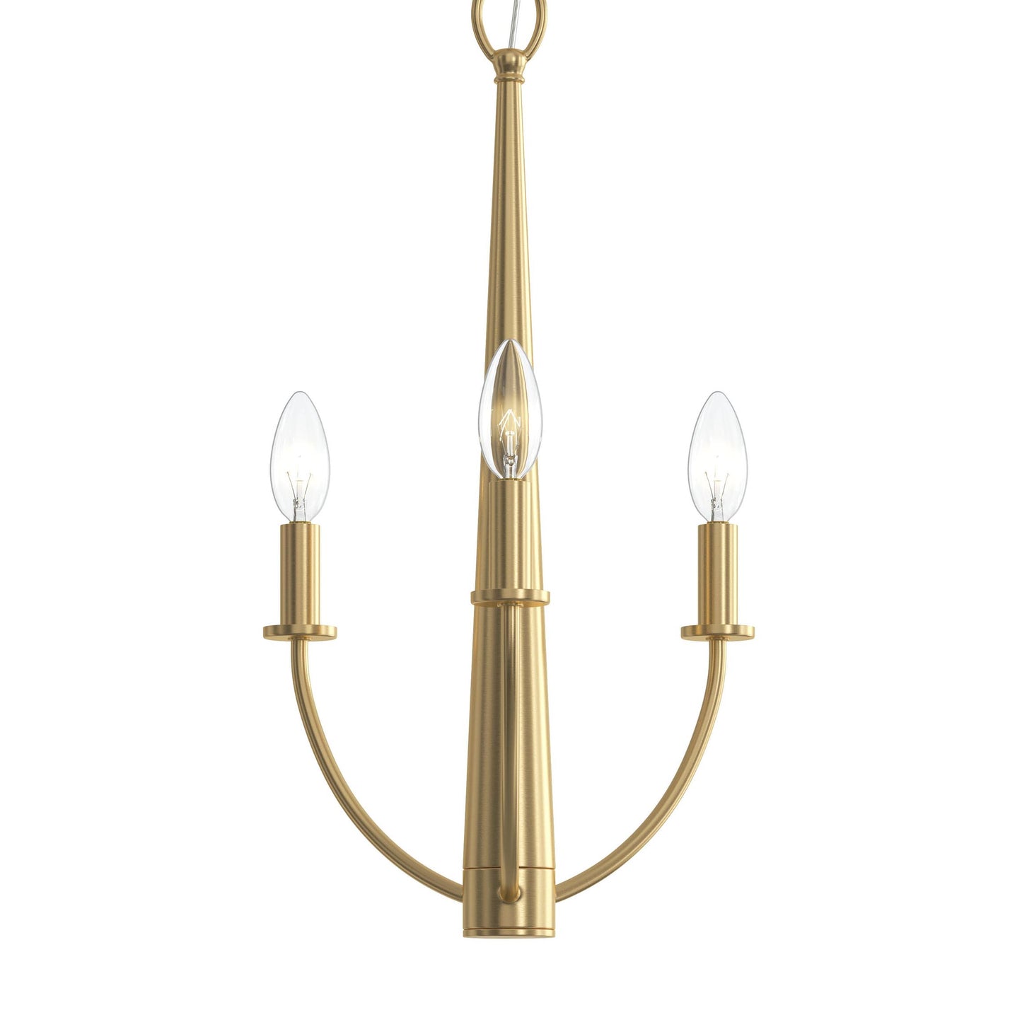 Progress Lighting P400457-191 Jheni 3 Light Brushed Gold Chandelier close-up detail view without canopy
