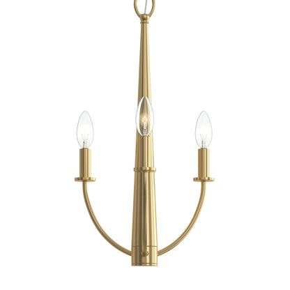 Progress Lighting P400457-191 Jheni 3 Light Brushed Gold Chandelier close-up detail view without canopy