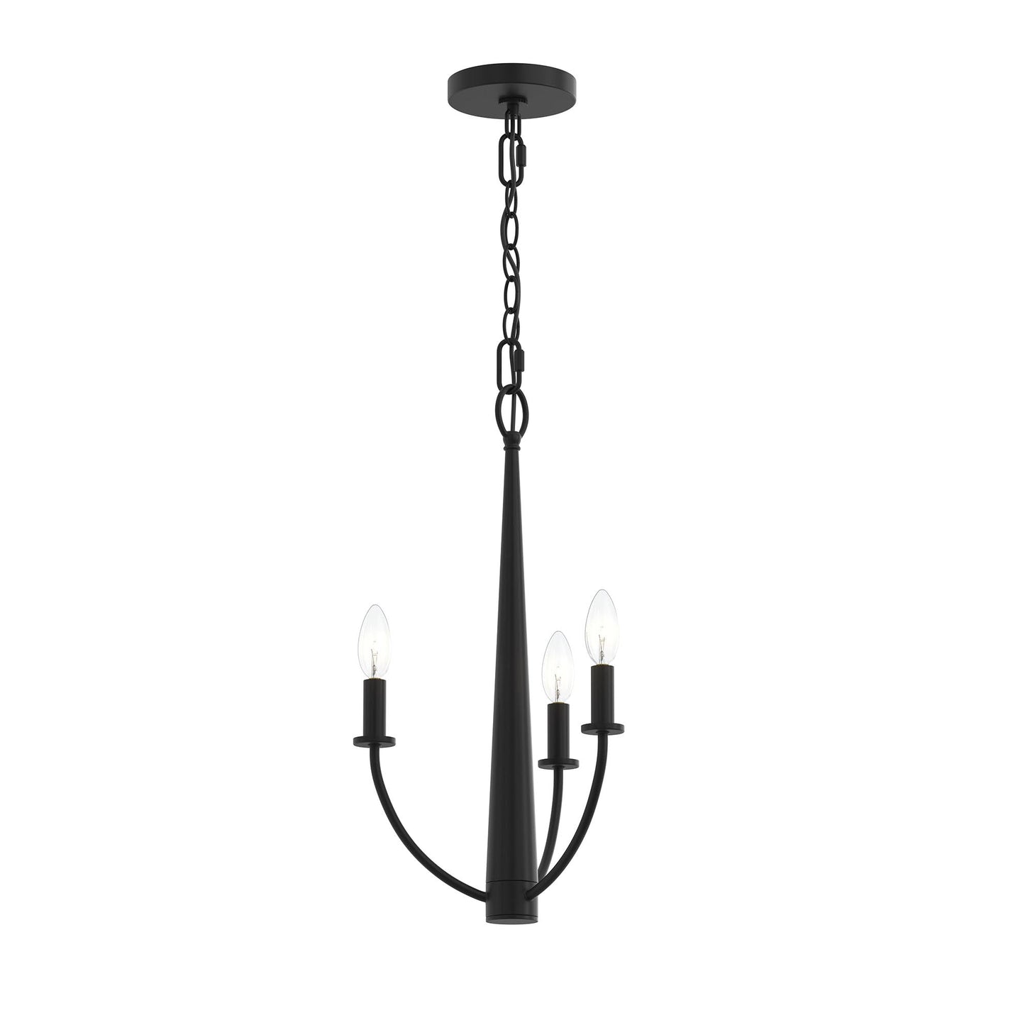 Progress Lighting P400457-31M Jheni 3 Light 12 Inch Matte Black Chandelier - full product view on white background
